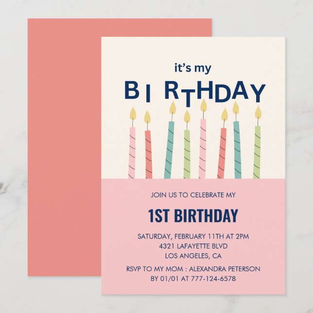 Cartes d'invitation drôles pour un 1er anniversair (Devant / Derrière)