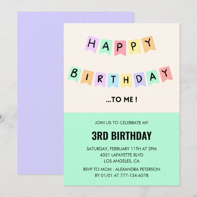 Cartes d'invitation drôles pour un 3ème anniversai (Devant / Derrière)