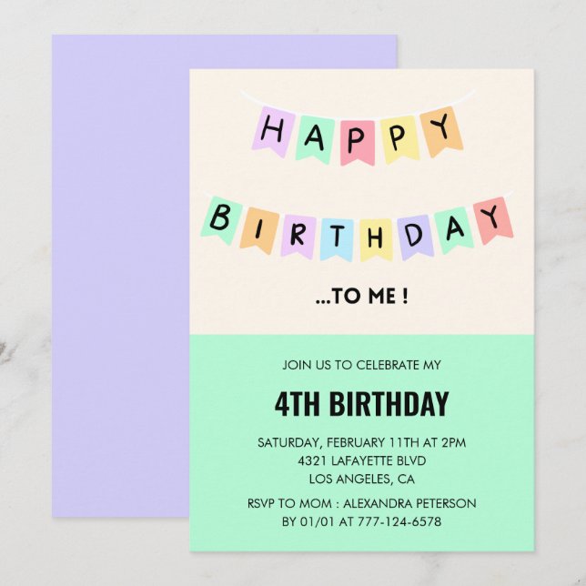 Cartes d'invitation drôles pour un 4ème anniversai (Devant / Derrière)