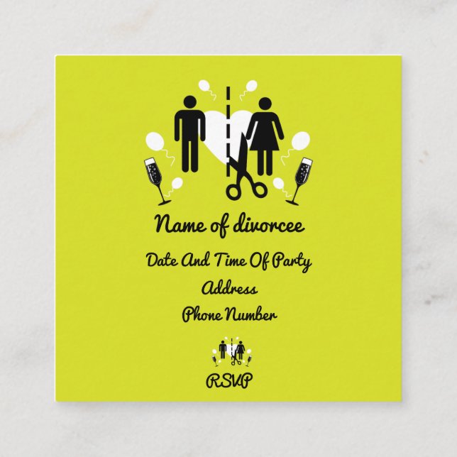 Cartes d'invitation drôles pour une fête de divorc (Dos)