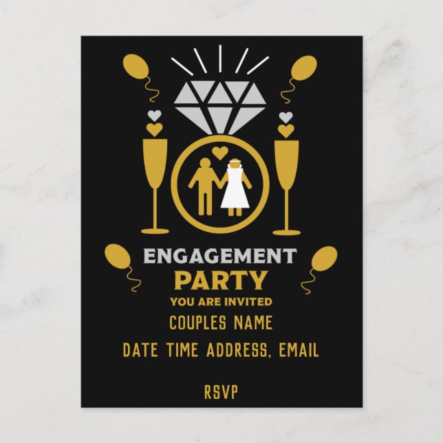 Cartes d'invitation drôles pour une fête de fiança (Devant)