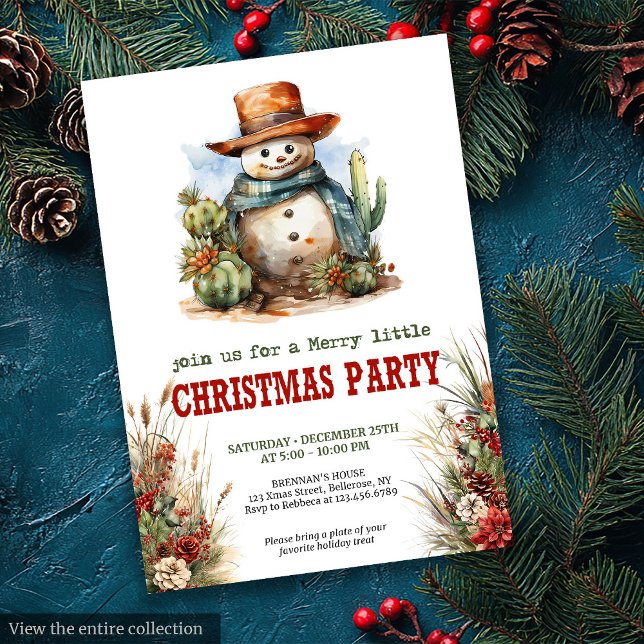 Cartes d'invitation éditable pour la fête de Noël  (Yuletide Yeehaw Christmas party editable invitation

)