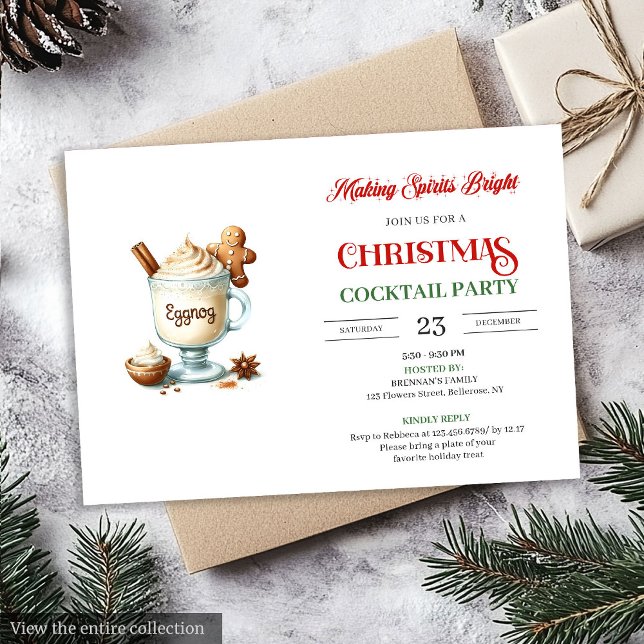 Cartes d'invitation éditable pour une fête de cock (Modern Christmas Cocktails Party Editable Celebration

)
