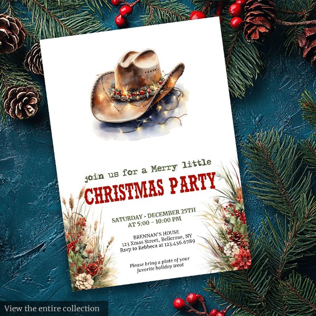 Cartes d'invitation éditable pour une fête de Noël (Classic Western Christmas party editable invitation

)