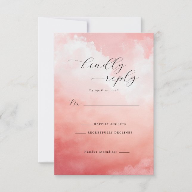 Cartes d'invitation élégantes à l'aquarelle rose (Devant)