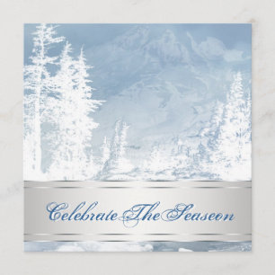 Cartes d'invitation élégantes argent et bleu pour 