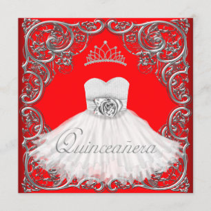 Cartes d'invitation élégantes argent et rouge pour