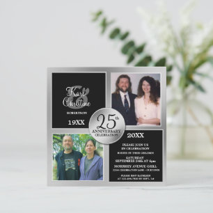 Cartes d'invitation élégantes argentées pour les 2