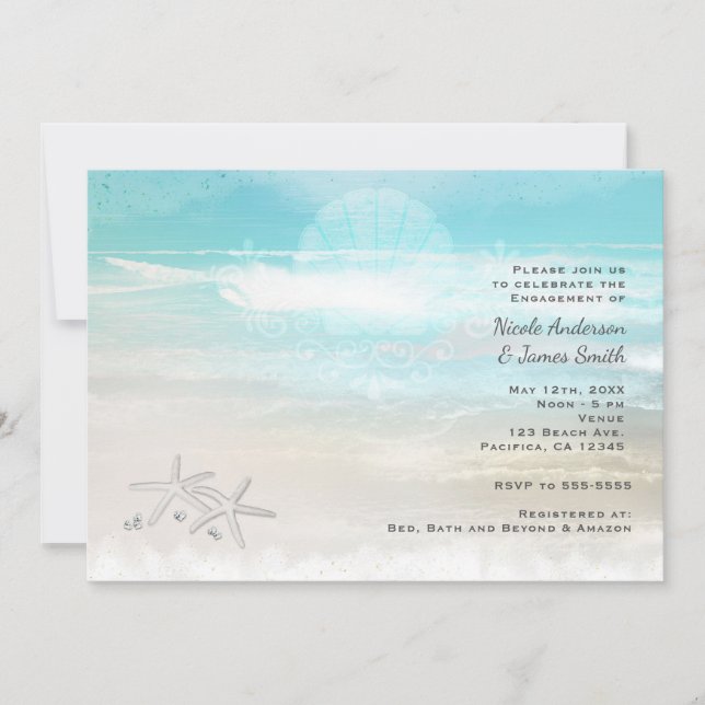 Cartes d'invitation élégantes d'été Étoile de mer  (Devant)