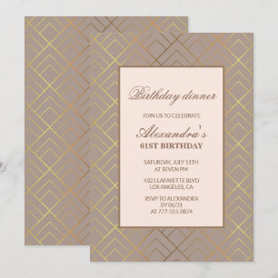Cartes d'invitation élégantes en or pour 61e anniv