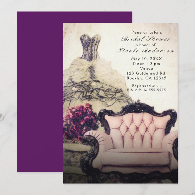 Cartes d'invitation élégantes et chic vintage pour (Devant / Derrière)