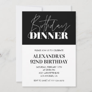 Cartes d'invitation élégantes noir et blanc pour 9