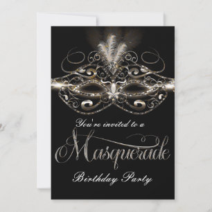 Cartes d'invitation élégantes noires pour BAL DE M