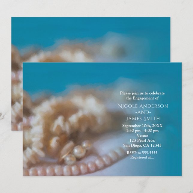 Cartes d'invitation élégantes peintes de coquillag (Devant / Derrière)