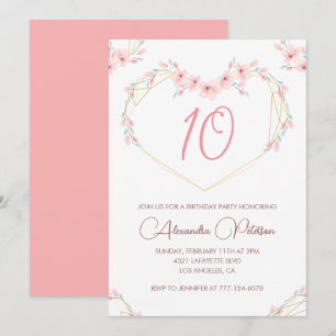 Cartes d'invitation élégantes pour 10 ans avec fle
