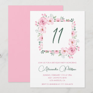 Cartes d'invitation élégantes pour 11ème anniversa