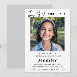 Cartes d'invitation élégantes pour 12 ans avec pho