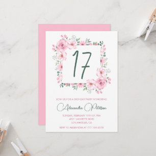 Cartes d'invitation élégantes pour 17 ans Fleurs R