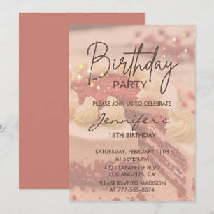 Cartes d'invitation élégantes pour 18 ans Cake Chi