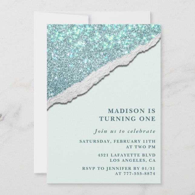 Cartes d'invitation élégantes pour 1er anniversair (Devant)