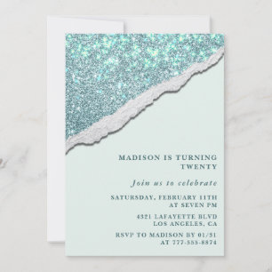 Cartes d'invitation élégantes pour 20 ans paillett