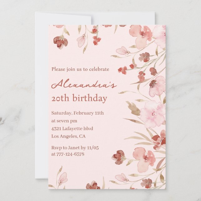 Cartes d'invitation élégantes pour 20e anniversair (Devant)