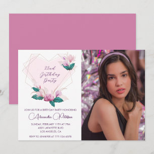 Cartes d'invitation élégantes pour 22 ans avec pho