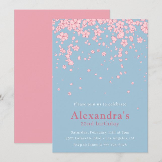 Cartes d'invitation élégantes pour 22ème anniversa (Devant / Derrière)