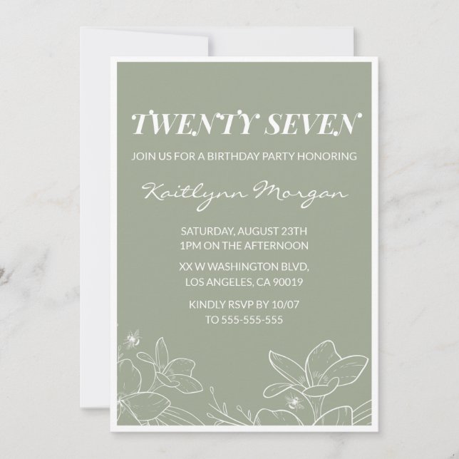 Cartes d'invitation élégantes pour 27ème anniversa (Devant)