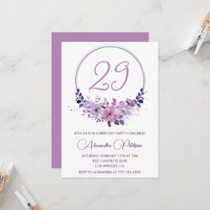 Cartes d'invitation élégantes pour 29e anniversair