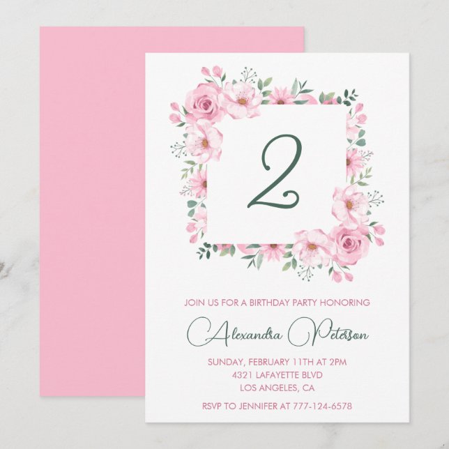 Cartes d'invitation élégantes pour 2ème anniversai (Devant / Derrière)