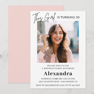 Cartes d'invitation élégantes pour 30 ans avec pho