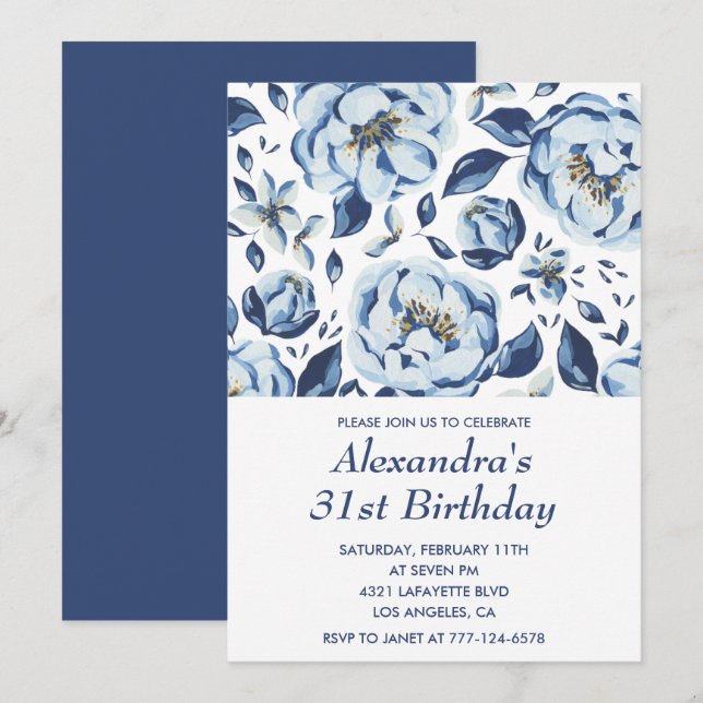 Cartes d'invitation élégantes pour 31e anniversair (Devant / Derrière)