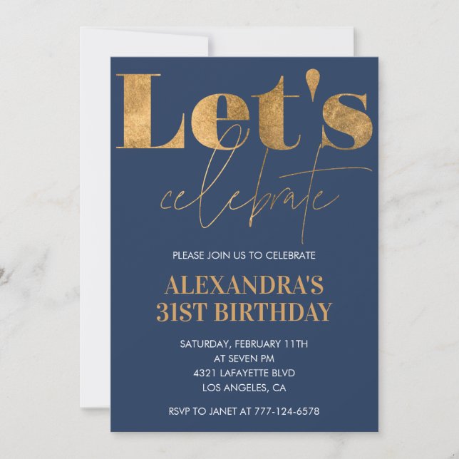 Cartes d'invitation élégantes pour 31ème anniversa (Devant)