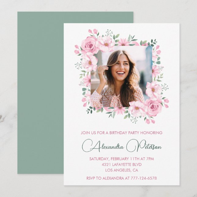 Cartes d'invitation élégantes pour 39e anniversair (Devant / Derrière)