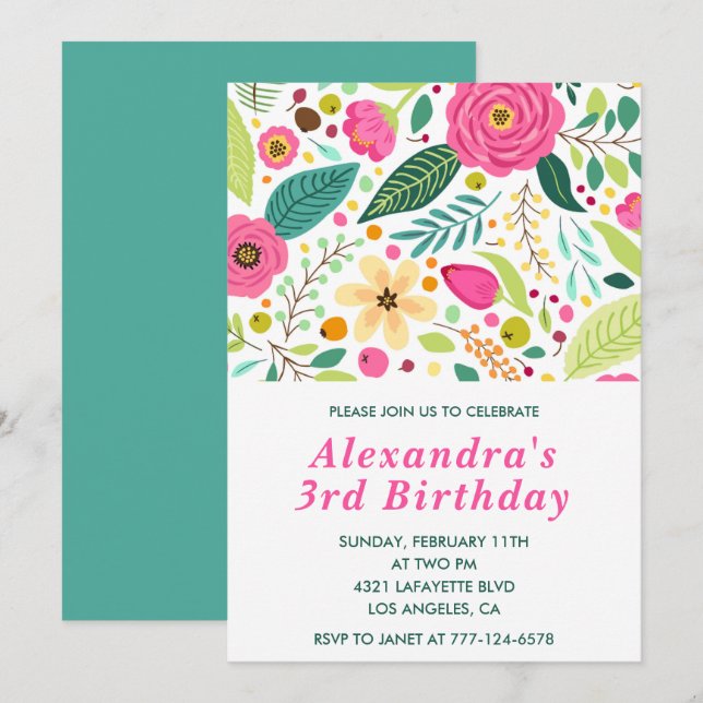 Cartes d'invitation élégantes pour 3ème anniversai (Devant / Derrière)