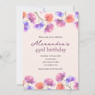 Cartes d'invitation élégantes pour 43ème anniversa