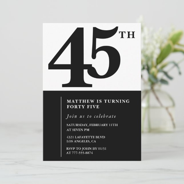 Cartes d'invitation élégantes pour 45e anniversair (Debout devant)