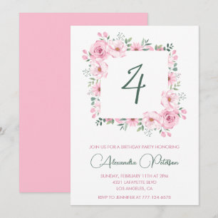 Cartes d'invitation élégantes pour 4ème anniversai