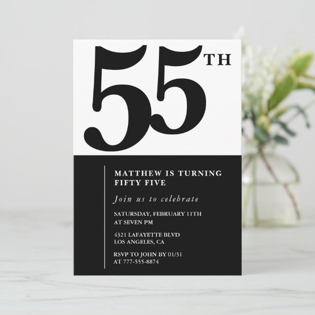 Cartes d'invitation élégantes pour 55e anniversair (Debout devant)