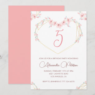 Cartes d'invitation élégantes pour 5ème anniversai