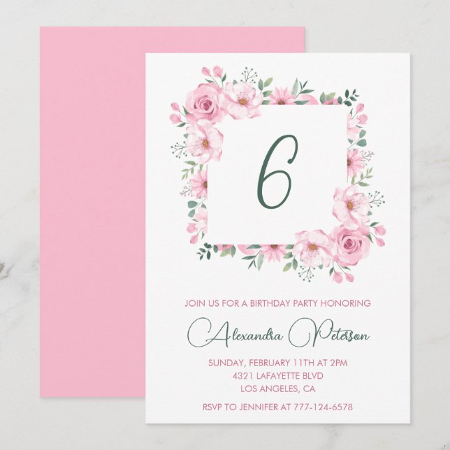 Cartes d'invitation élégantes pour 6ème anniversai (Devant / Derrière)