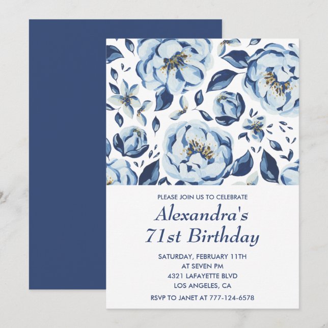 Cartes d'invitation élégantes pour 71e anniversair (Devant / Derrière)