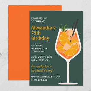 Cartes d'invitation élégantes pour 75 ans Cocktail