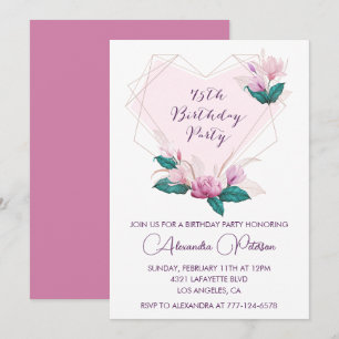 Cartes d'invitation élégantes pour 75 ans Fleurs r