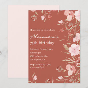 Cartes d'invitation élégantes pour 75 ans Floral C