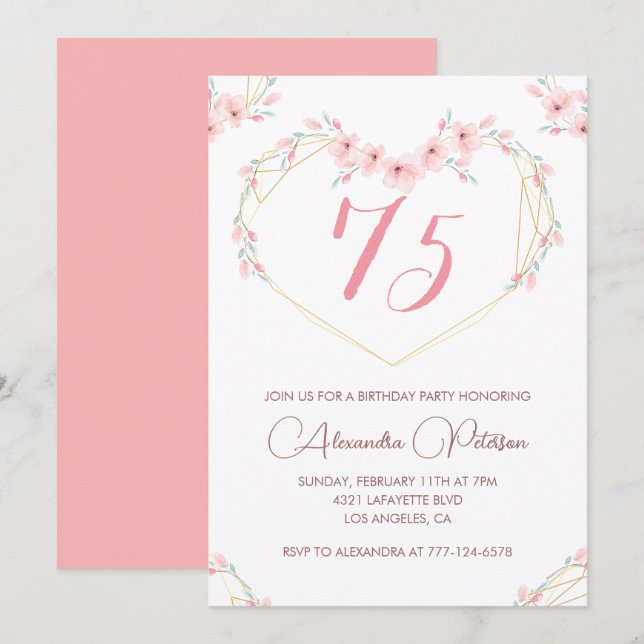 Cartes d'invitation élégantes pour 75e anniversair (Devant / Derrière)