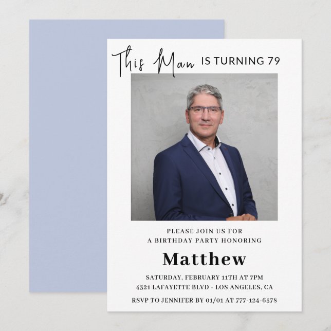 Cartes d'invitation élégantes pour 79e anniversair (Devant / Derrière)