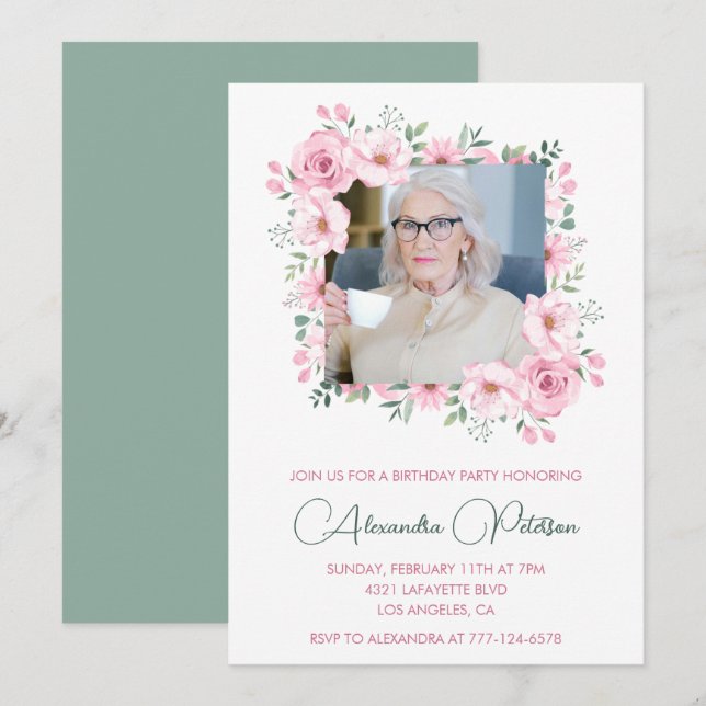 Cartes d'invitation élégantes pour 80ème anniversa (Devant / Derrière)