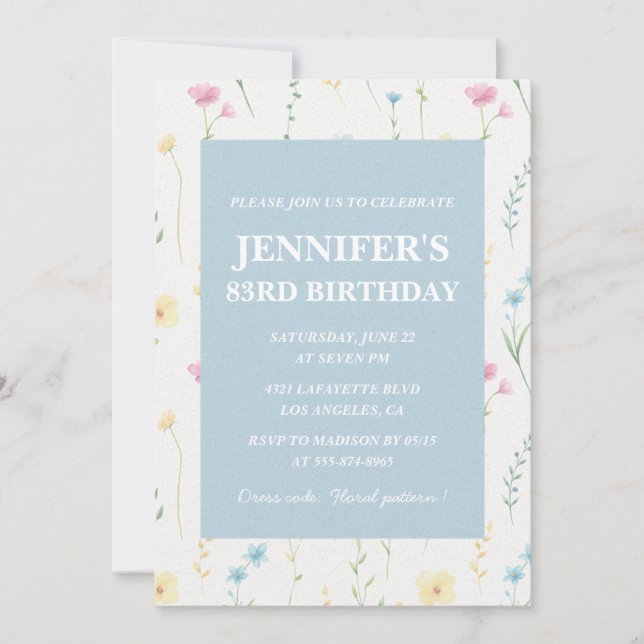 Cartes d'invitation élégantes pour 83ème anniversa (Devant)